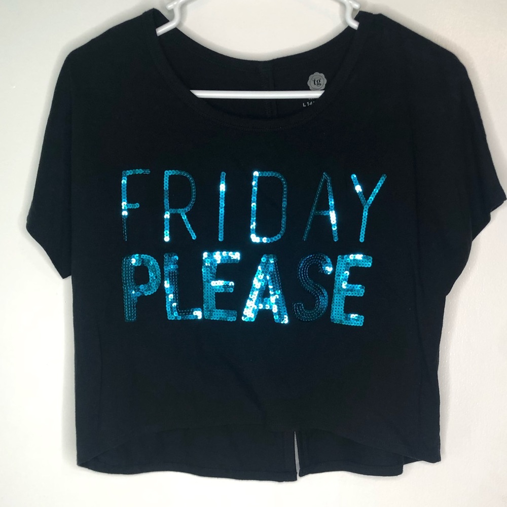 Cropped Black Top with Friday Please